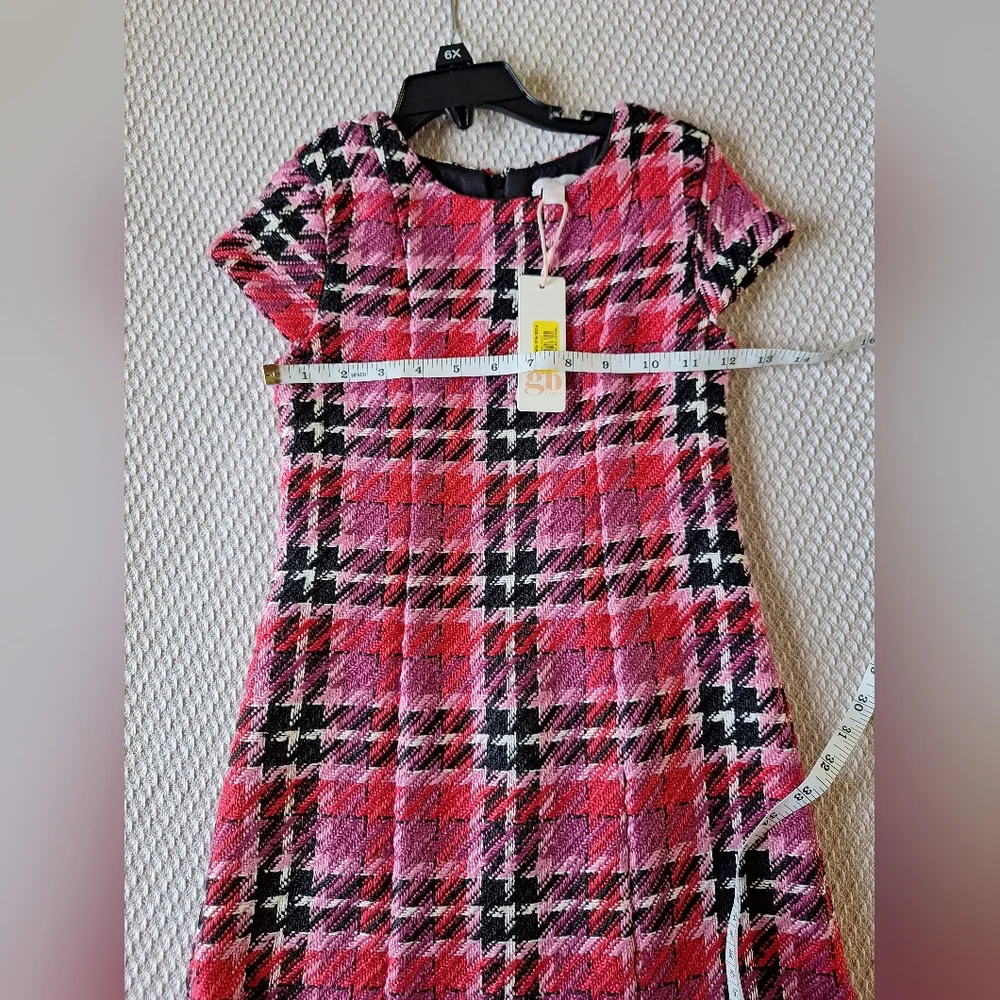 GB Girls Pink Red and Black Plaid Dress
